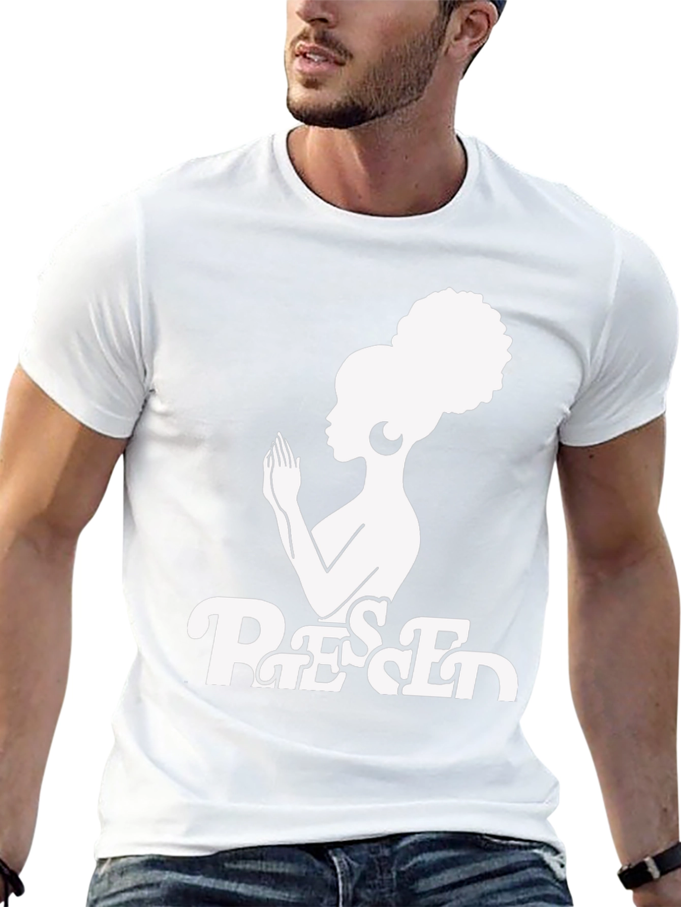 Black Blessed Graphic T-Shirt - Afro Woman Design view 13