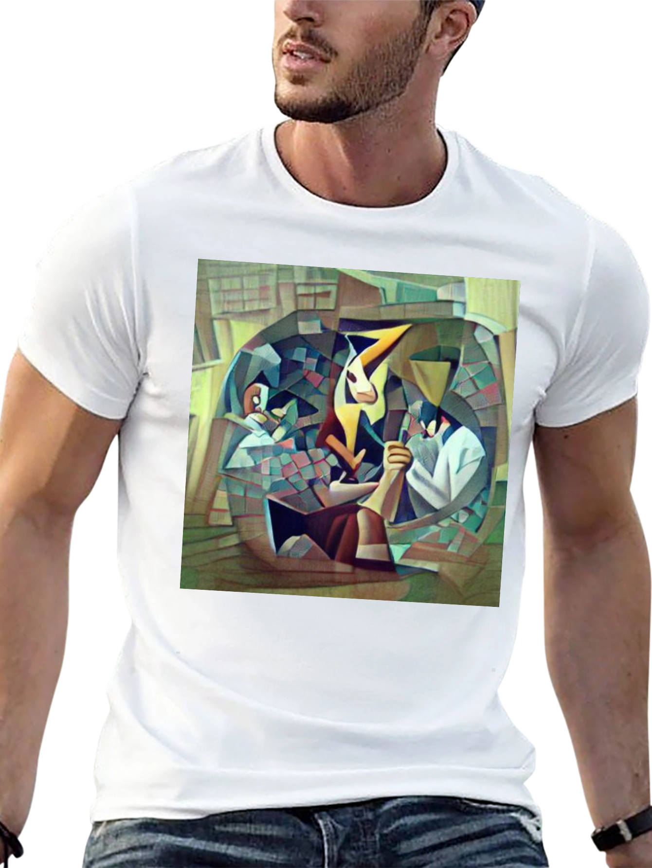 Black Abstract Art Graphic T-Shirt, Unique Design view 13