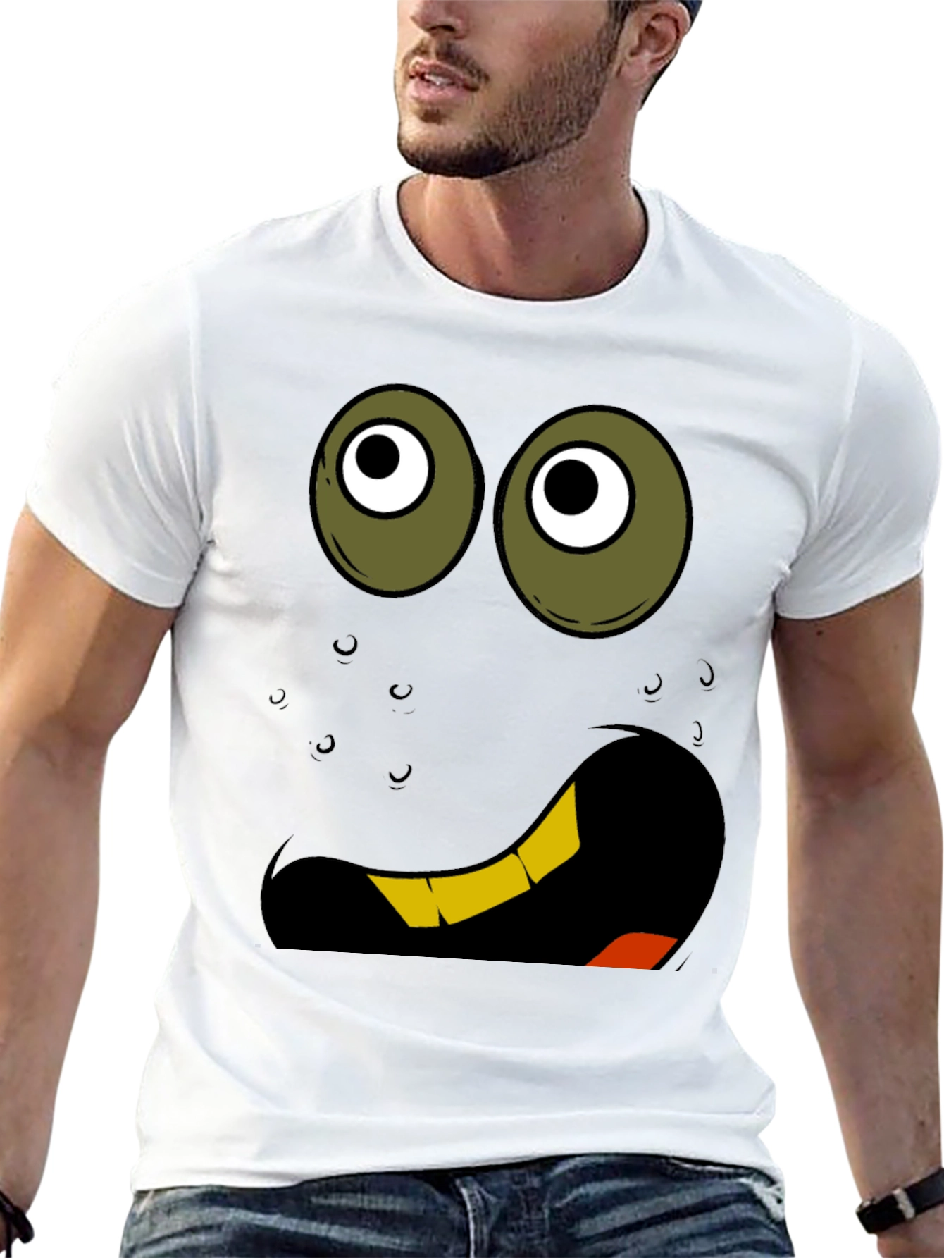 Black Funny Cartoon Face Graphic T-Shirt view 13
