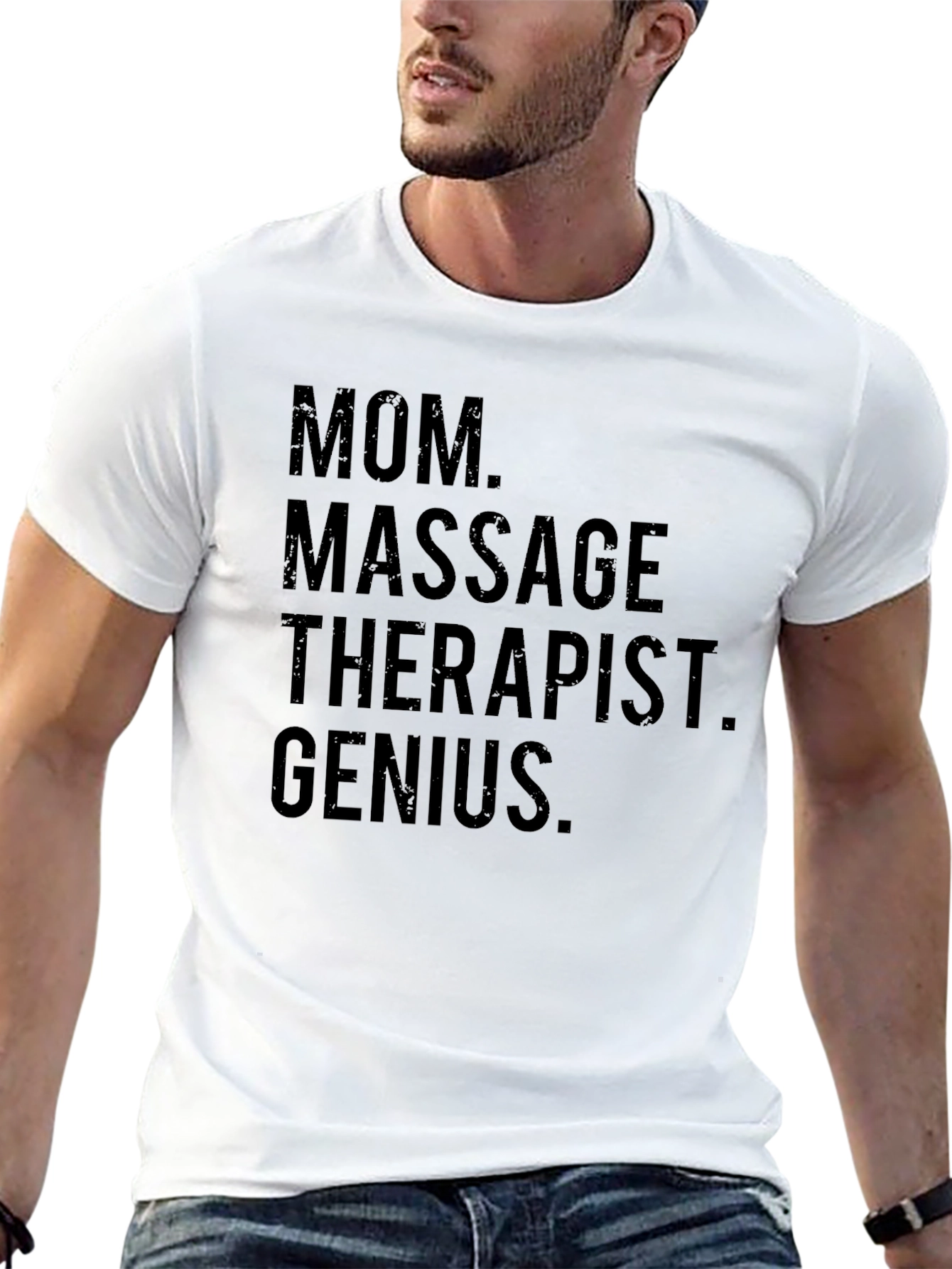 Black Mom Massage Therapist Genius Black T-Shirt view 13