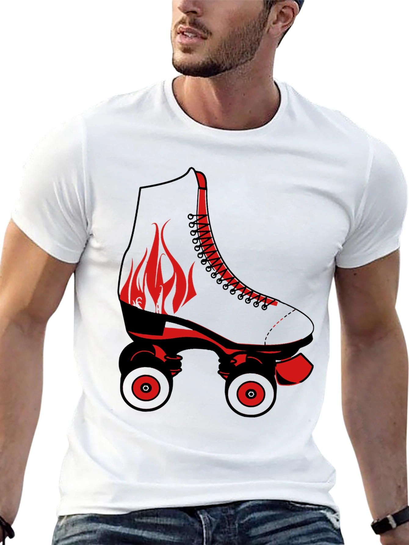 Black Retro Roller Skate Graphic Tee view 13