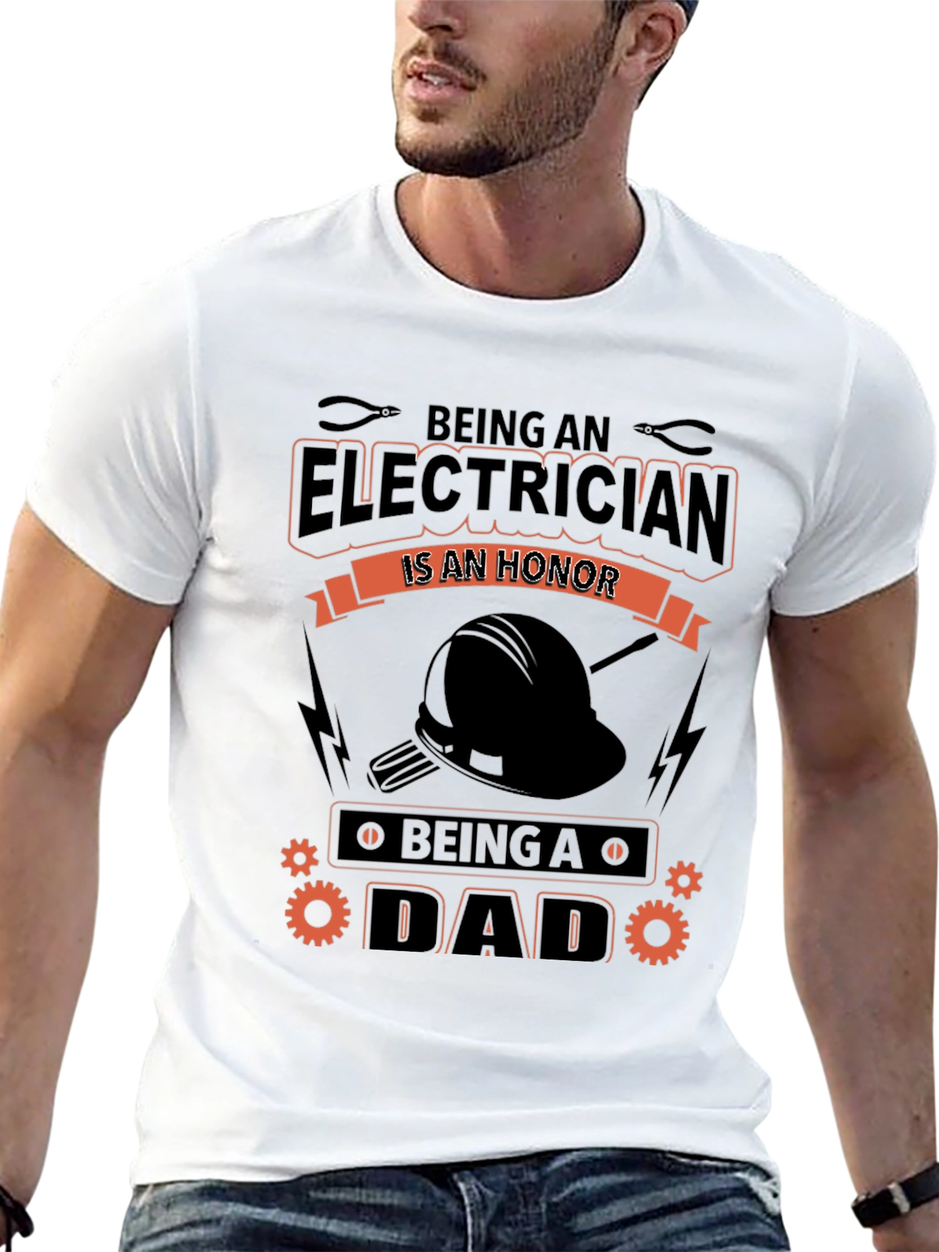 Black Electrician Dad Black T-Shirt view 13