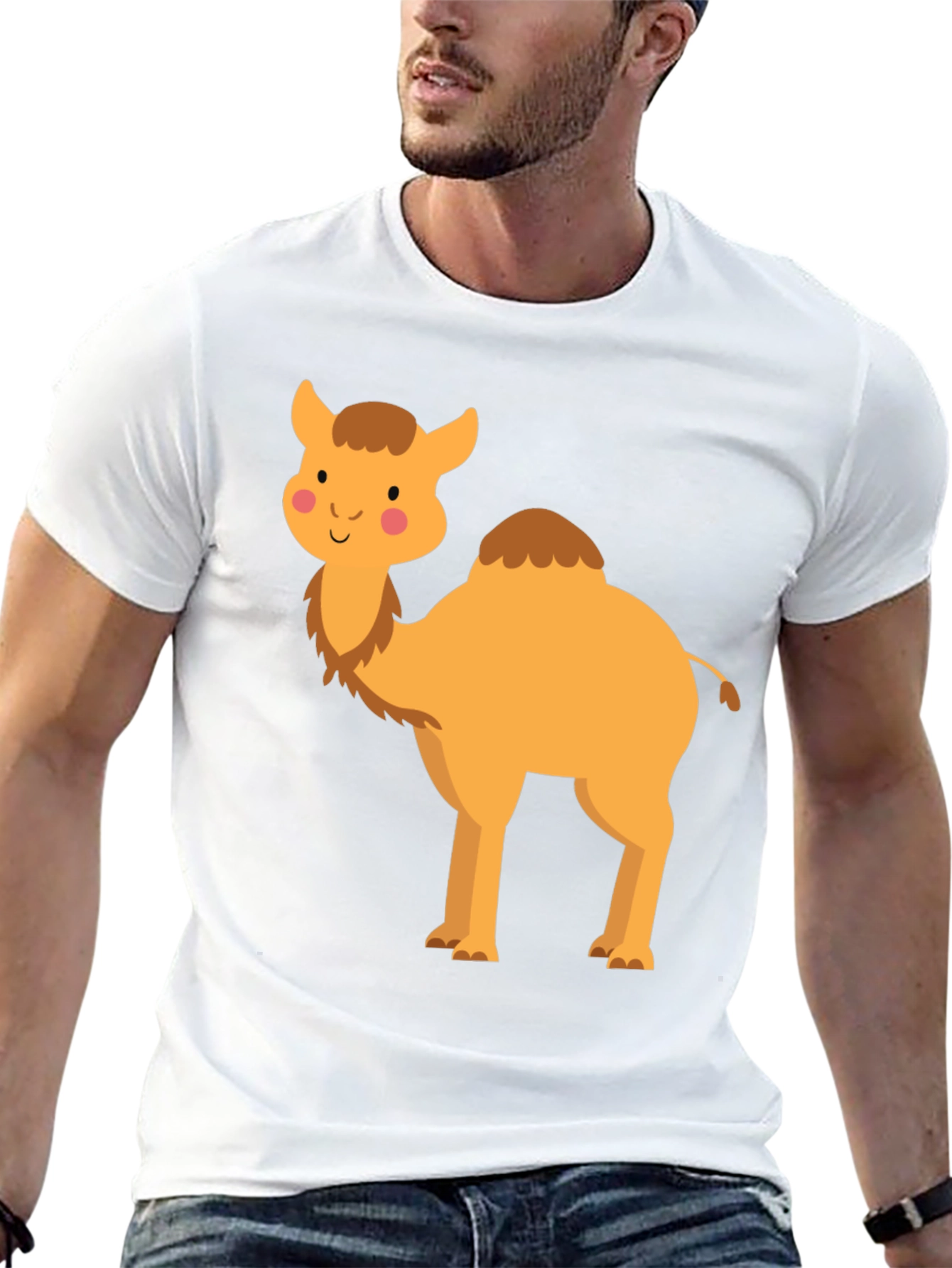 Black Cute Camel Graphic Tee - Unisex Black T-Shirt view 13