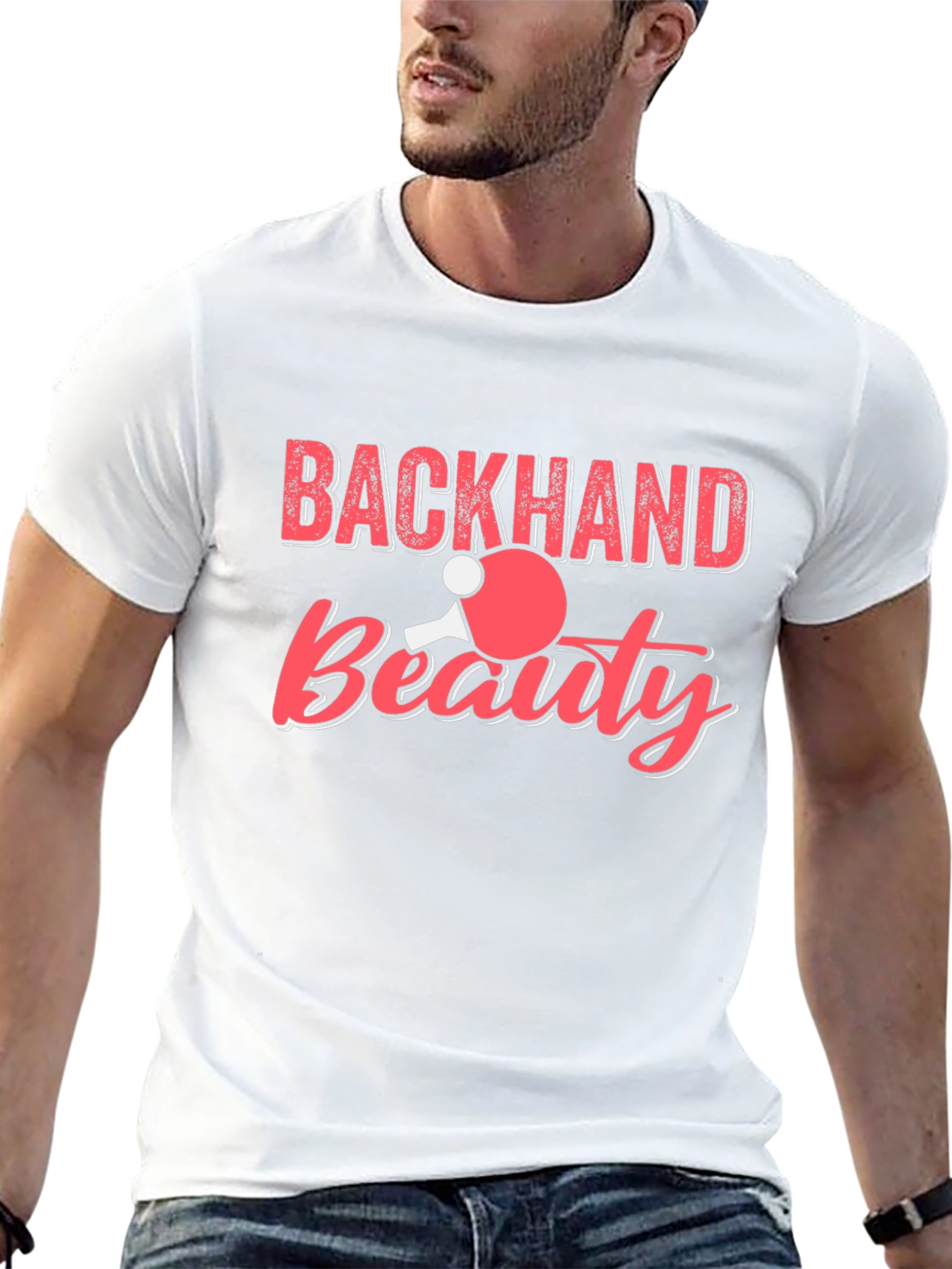 Black Backhand Beauty Table Tennis Graphic Tee view 13