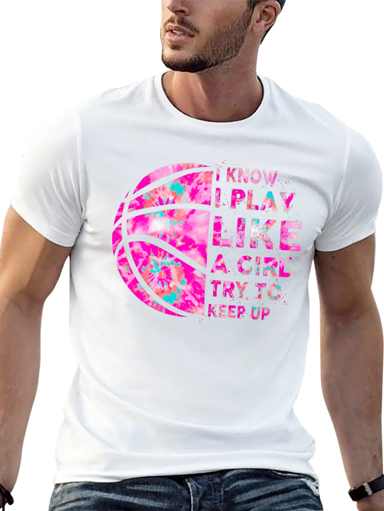 Black I Play Like a Girl Basketball T-Shirt view 13