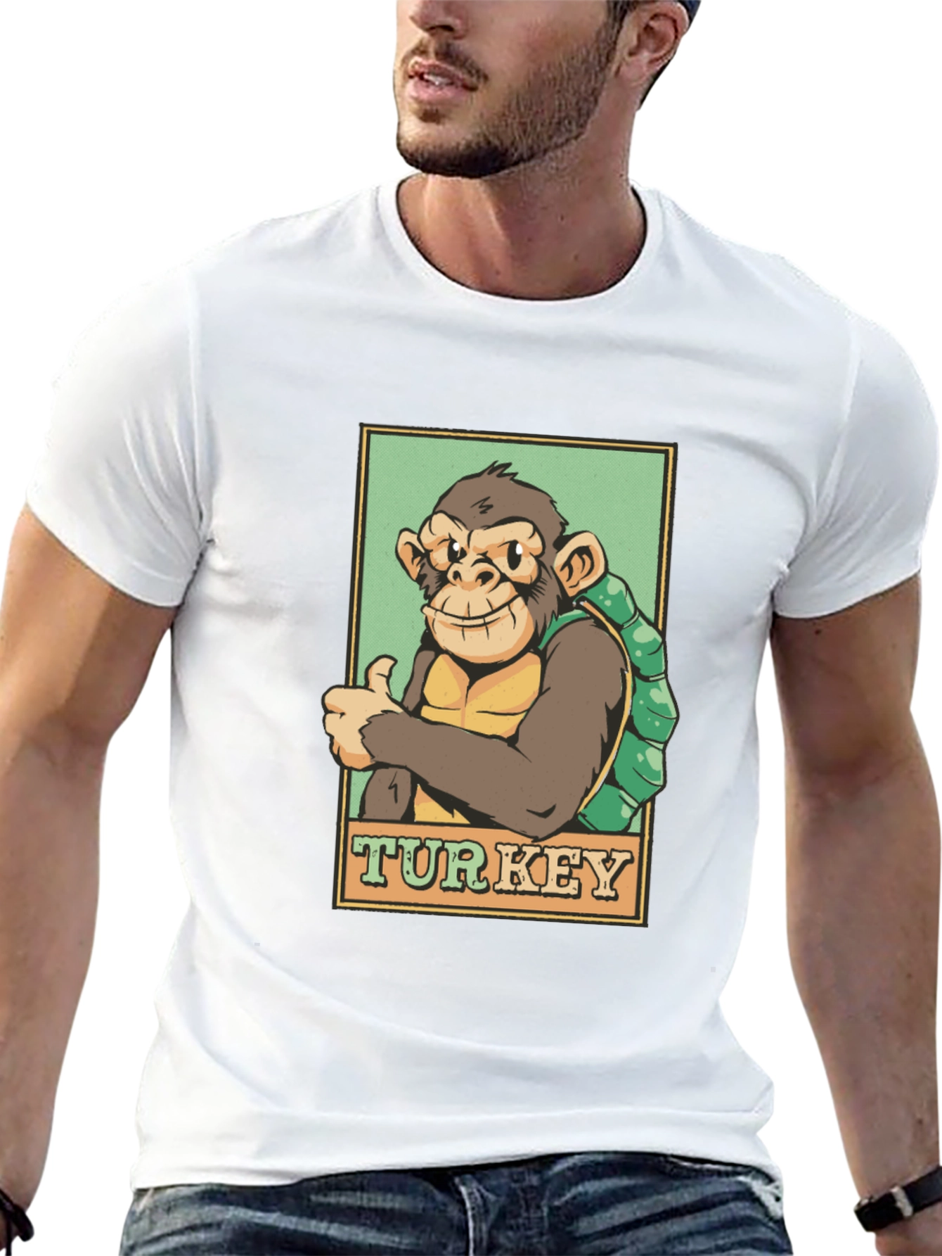 Black Monkey Turkey Graphic T-Shirt - Adventure Ready! view 13
