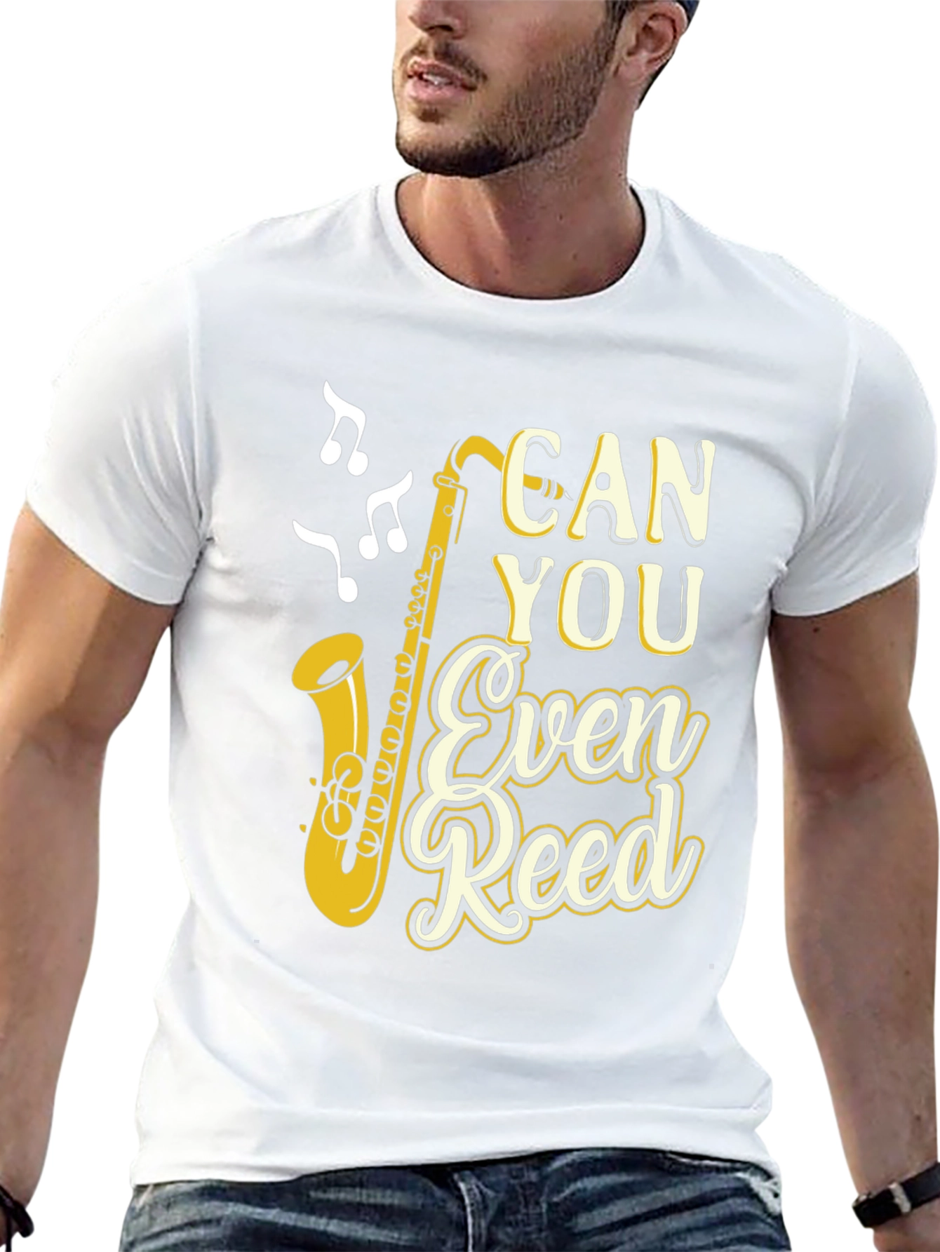 Black Can You Even Reed? Saxophone Music T-Shirt view 13