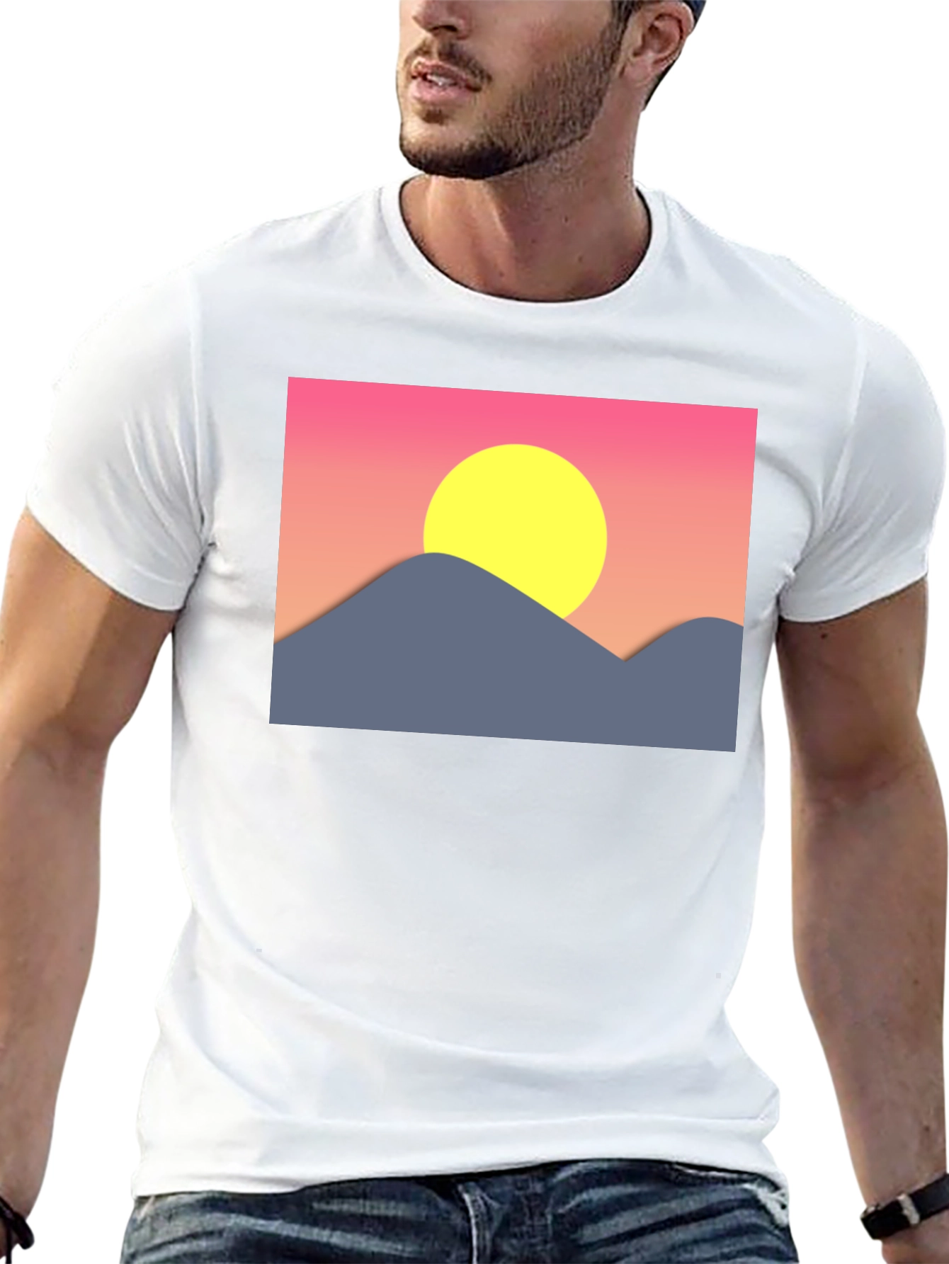 Black Sunset Mountain Graphic Tee - Black Cotton Blend view 13