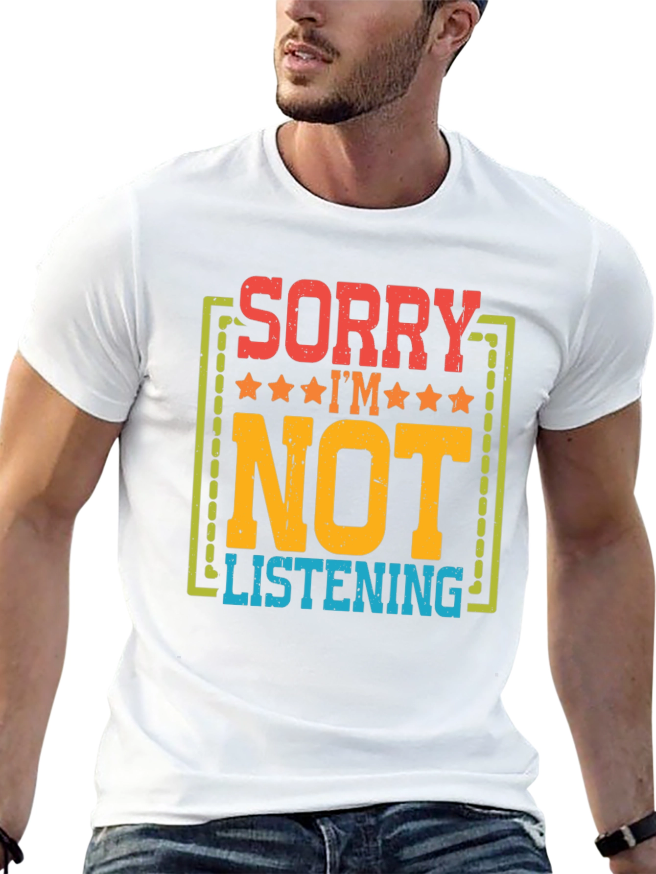 Black Sorry I'm Not Listening Graphic T-Shirt view 13