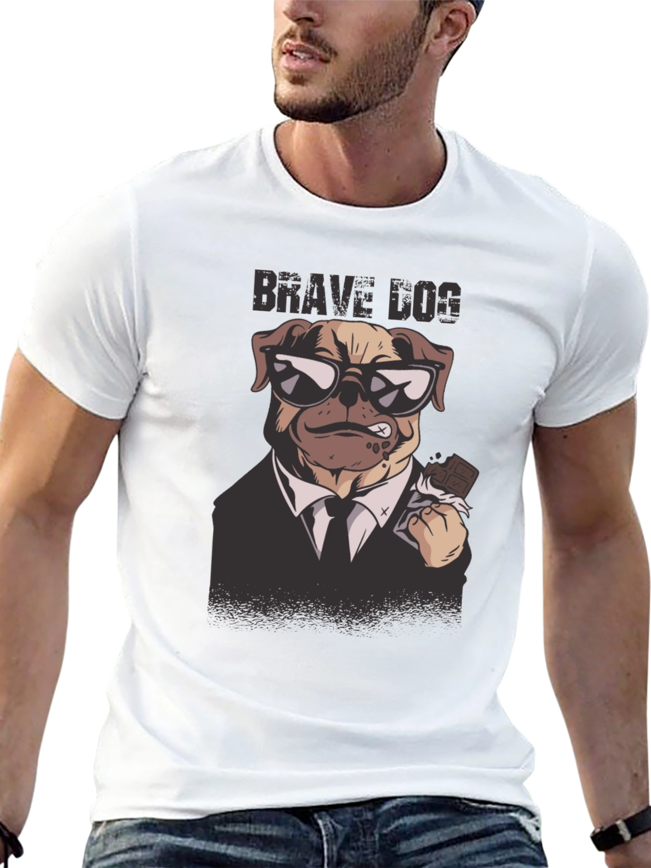 Black Brave Dog Graphic Tee - Cool Canine Design view 13