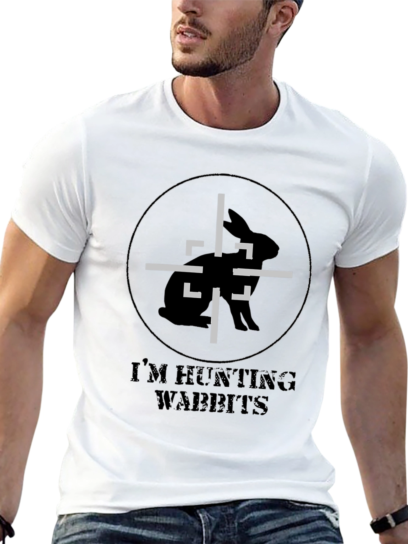 Black I'm Hunting Wabbits Graphic T-Shirt view 13