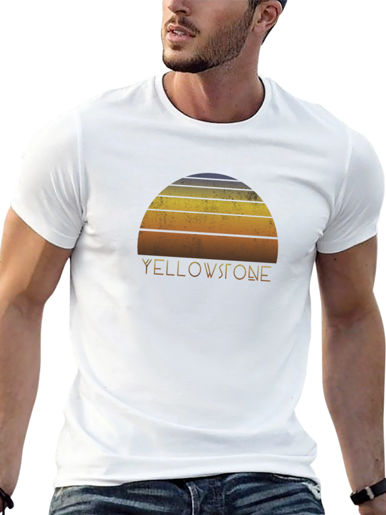 Black Yellowstone Retro Sunset Graphic Tee - Unisex view 13