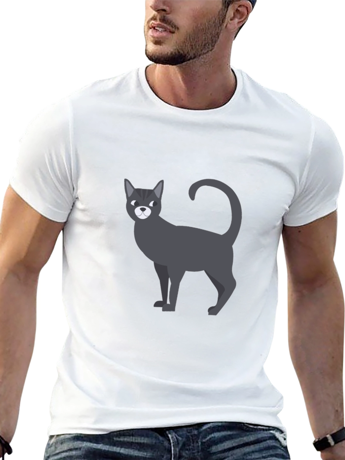 Black Cool Cat Graphic T-Shirt - Men's Black Tee view 13