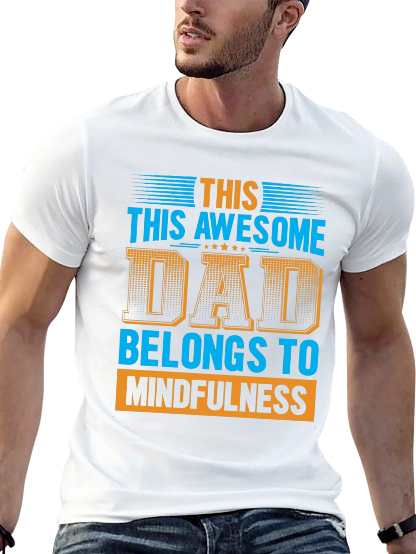 Black Awesome Dad Belongs to Mindfulness Graphic T-Shirt view 13