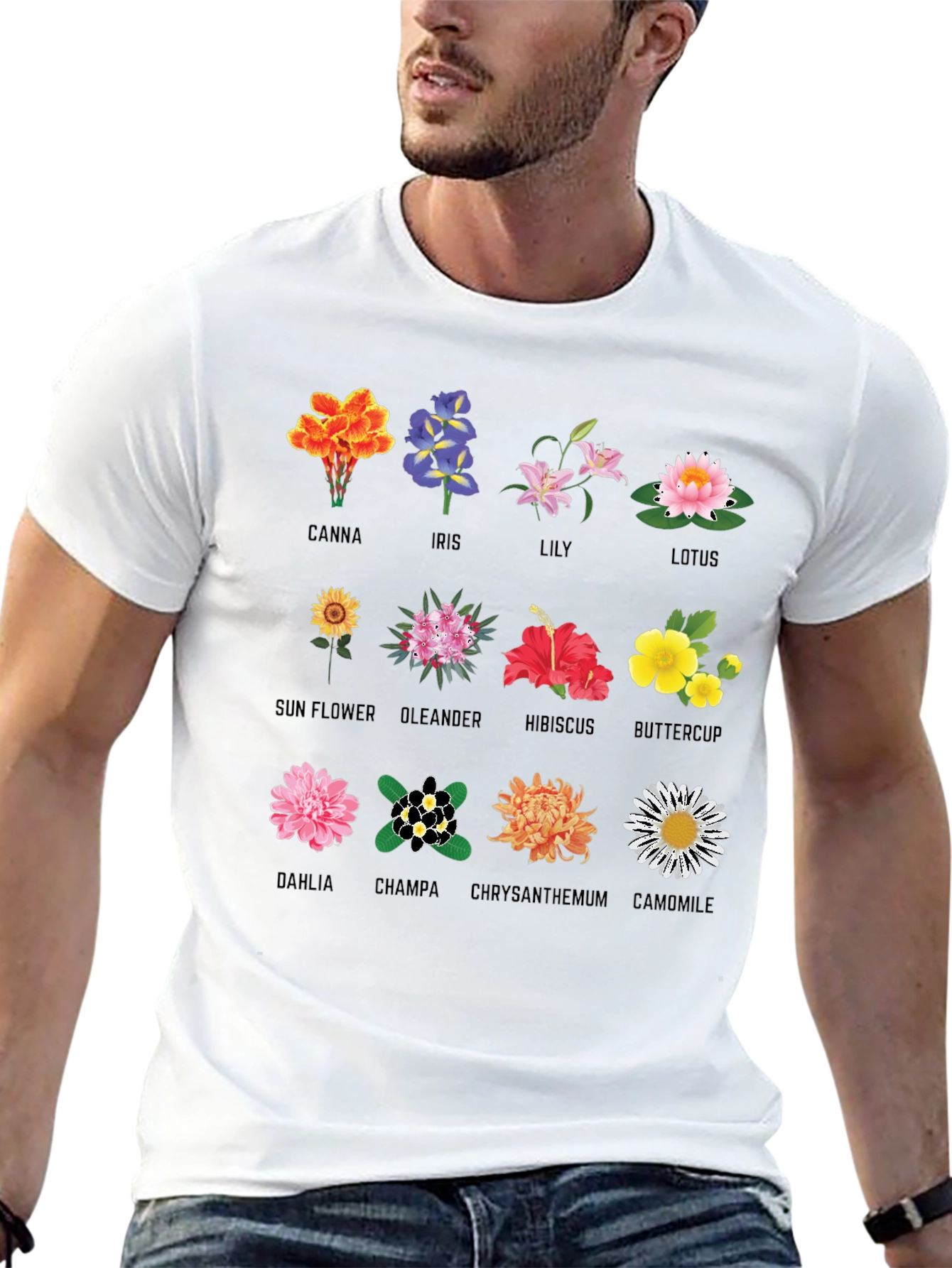 Black Floral Anatomy T-Shirt: Botanical Flower Graphic Tee view 13