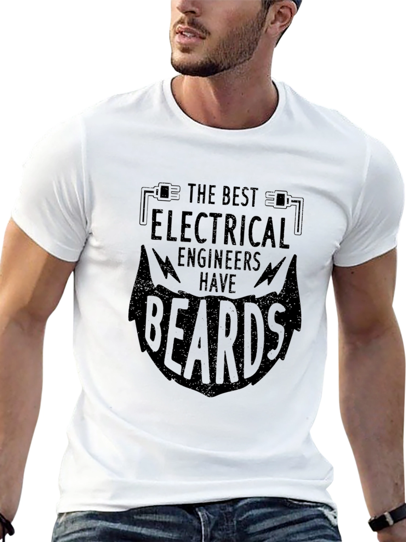 Black Electrical Engineer Beard Graphic T-Shirt view 13