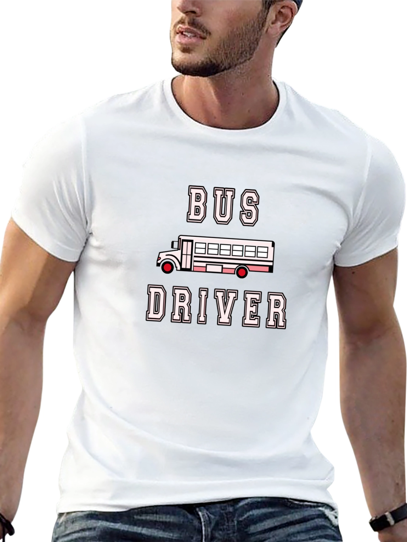 Black Bus Driver T-Shirt - Black Crew Neck view 13