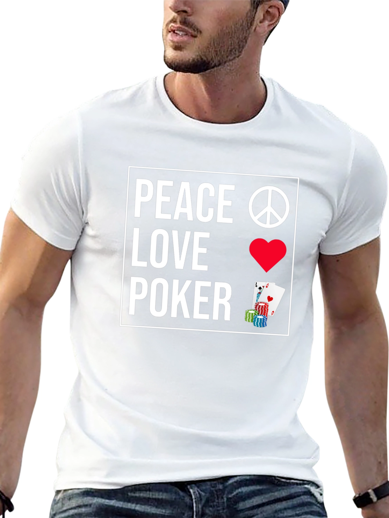 Peace Love Poker T-Shirt - Casino Game Night Apparel - 13