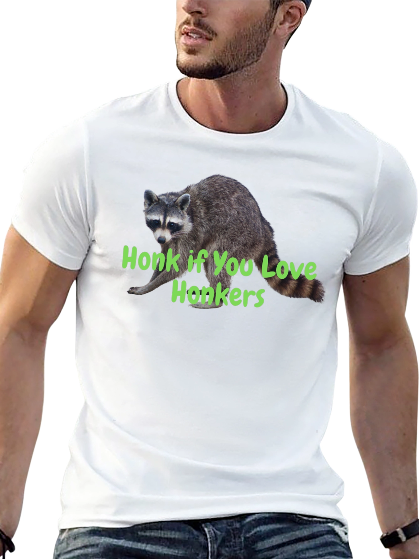 Black Honk If You Love Honkers Raccoon T-Shirt view 13