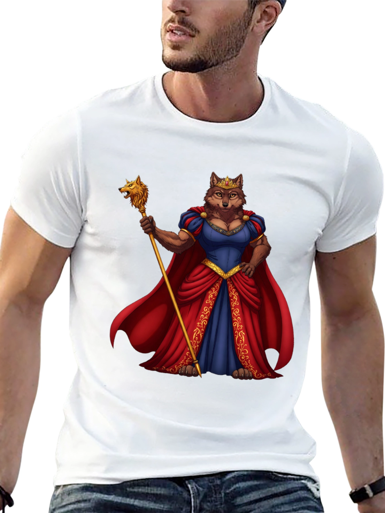 Black Wolf Queen Graphic T-Shirt - Black Cotton Tee view 13