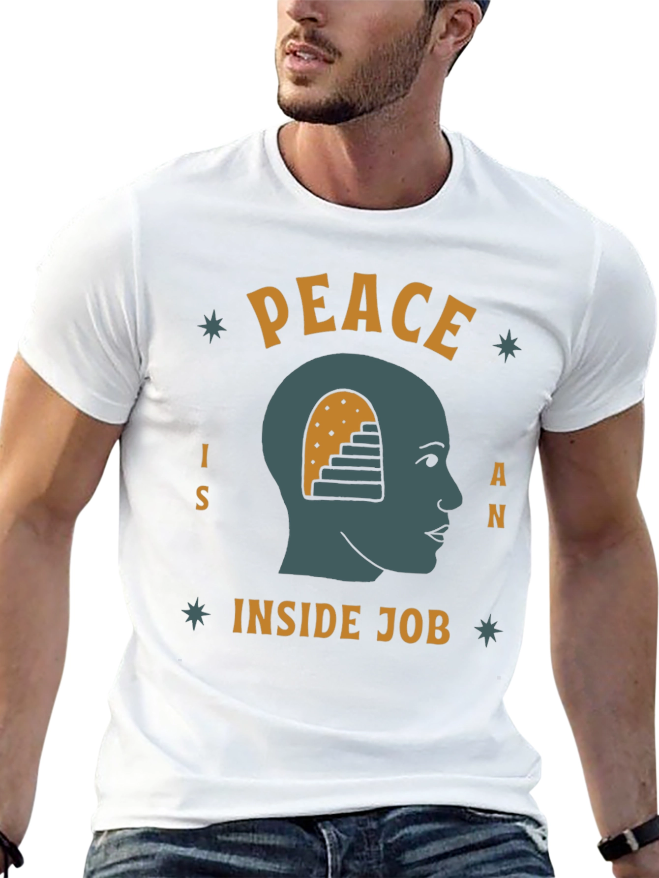 Black Peace Inside Job T-Shirt Graphic Tee view 13