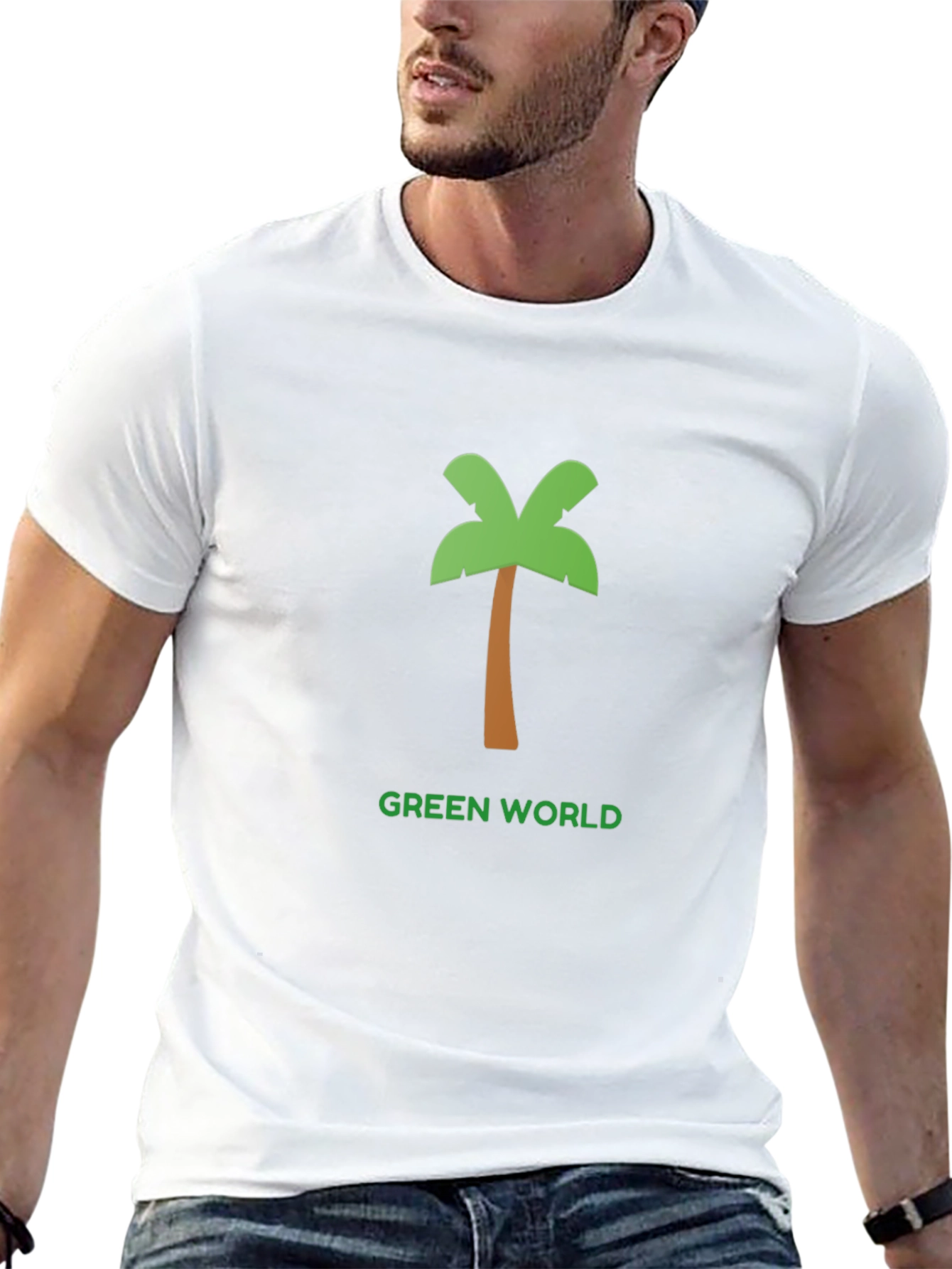 Black Green World Palm Tree Graphic Tee view 13