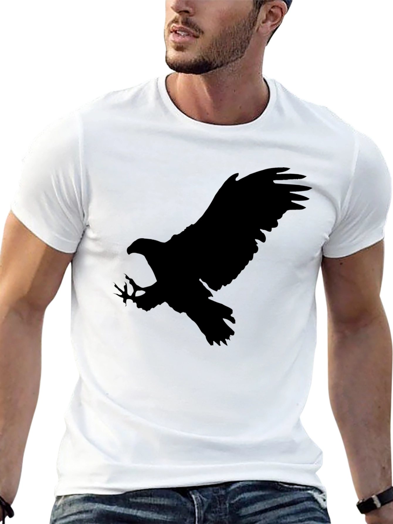 Black Eagle Silhouette Black Graphic Tee view 13