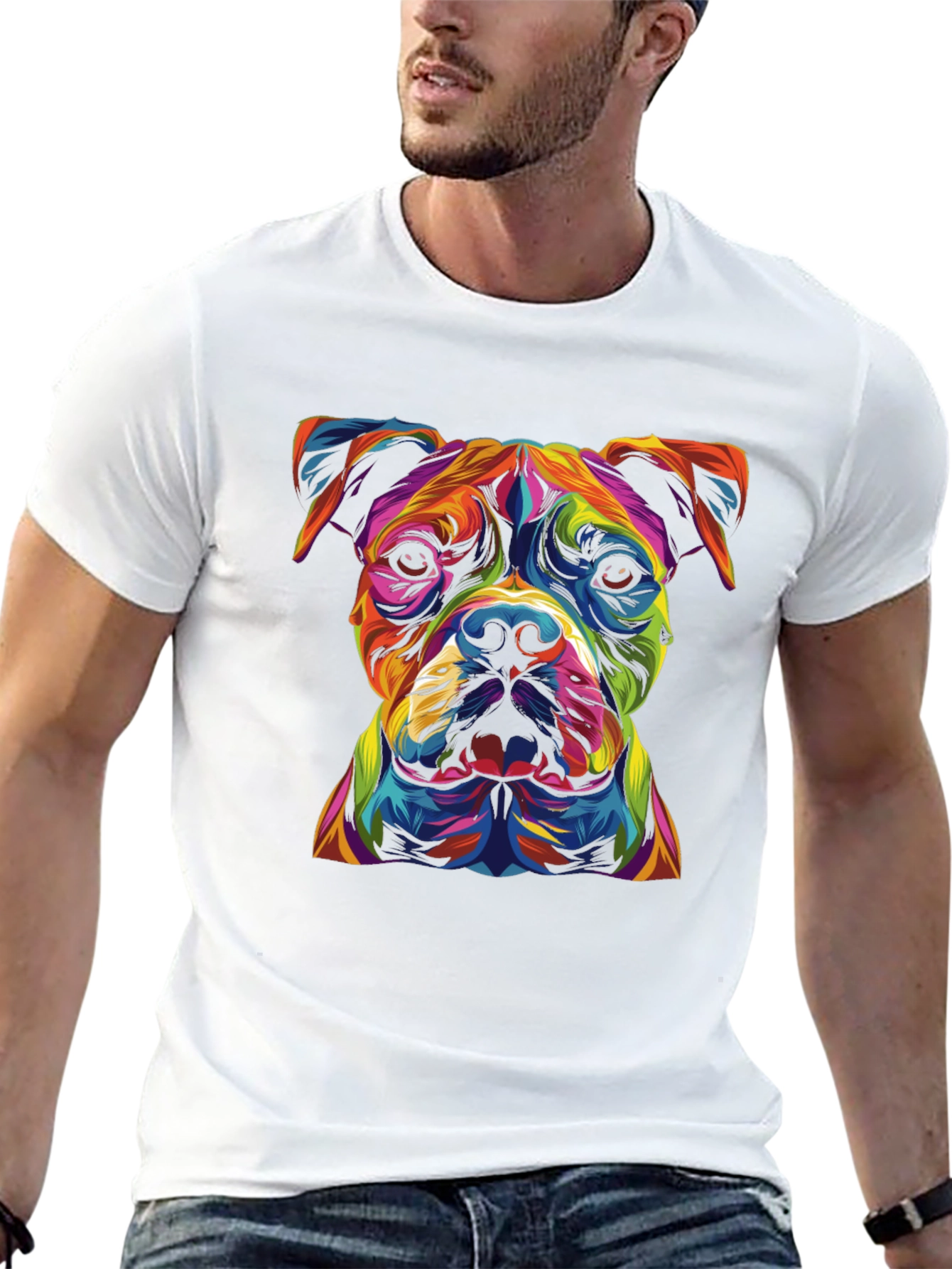 Black Colorful Dog Graphic Black T-Shirt view 13