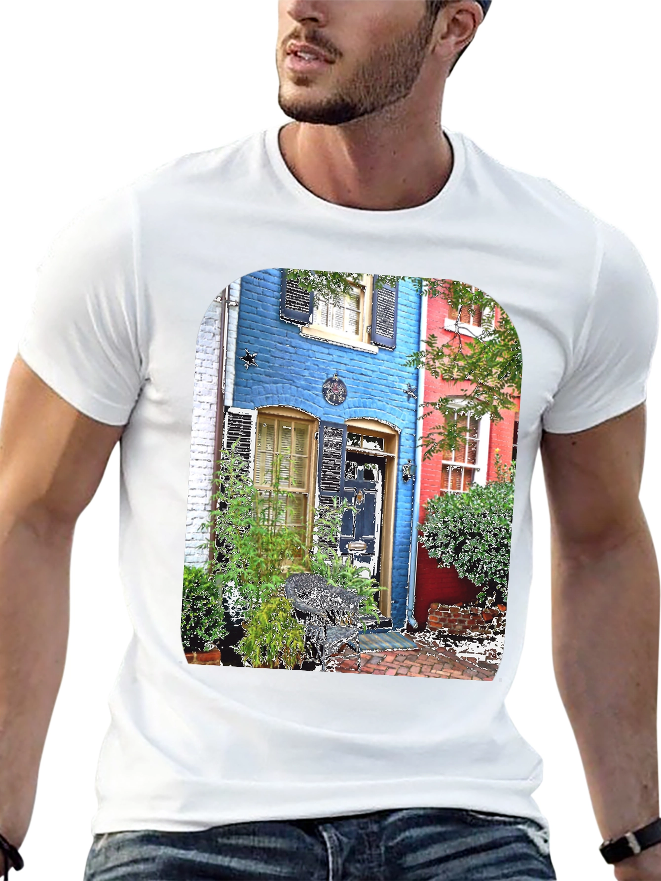 Black Colorful Townhouse T-Shirt view 13