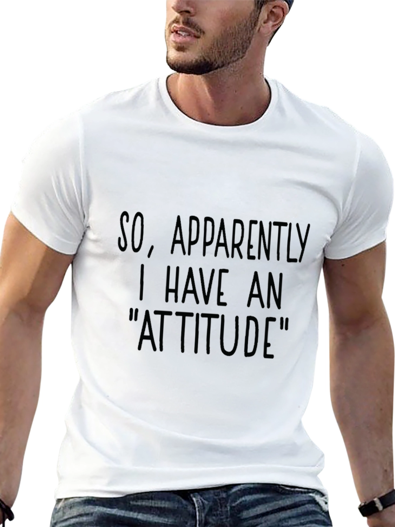 Black Funny Attitude Graphic Tee - Unisex Black Cotton T-Shirt view 13