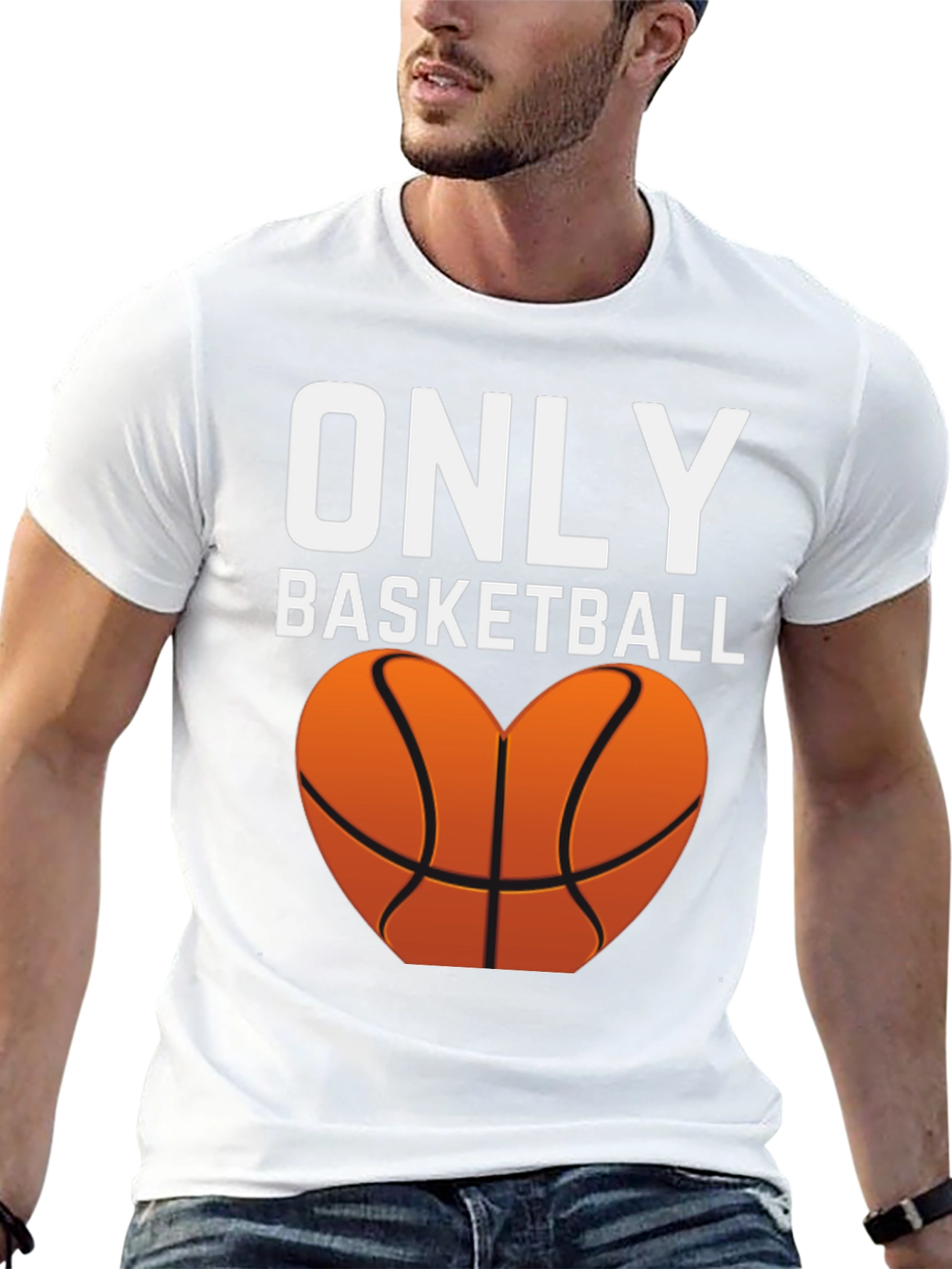 Black Only Basketball Heart Graphic Tee view 13