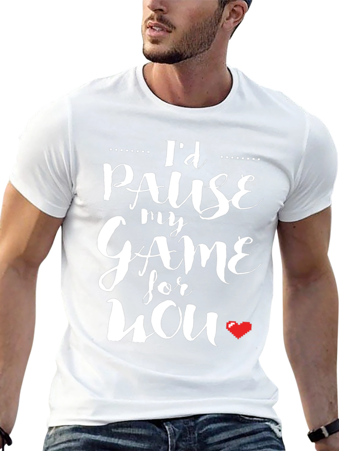 Black I'd Pause My Game For You Black T-Shirt view 13