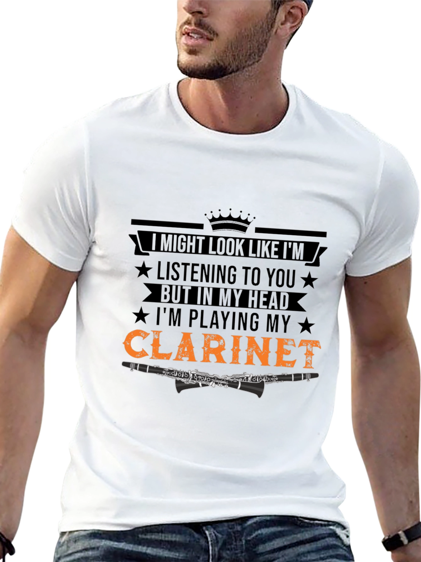 Black Clarinet Player Novelty T-Shirt view 13