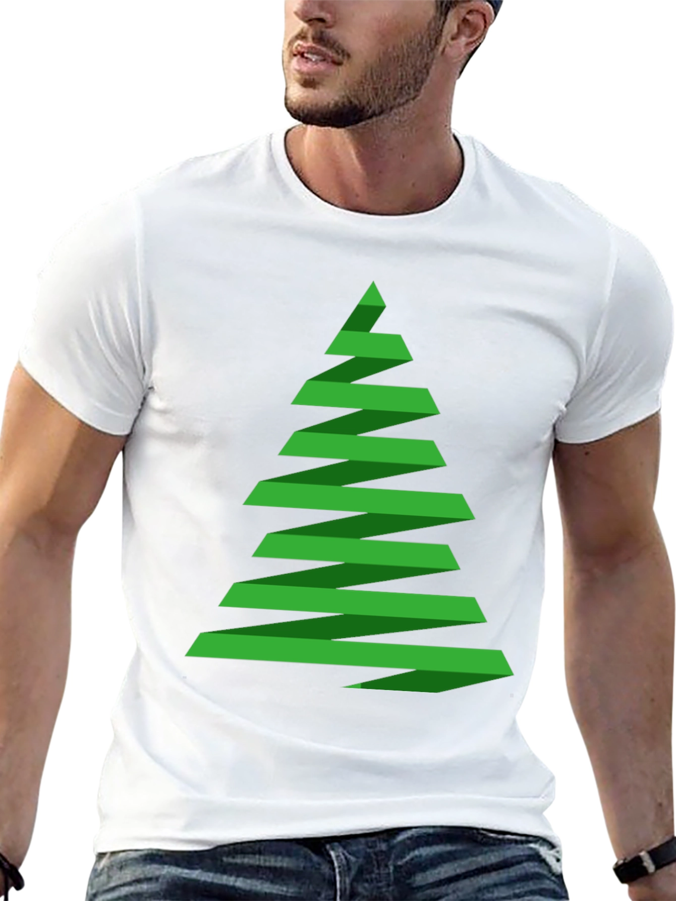 Black Abstract Christmas Tree Graphic Tee - Holiday Shirt view 13
