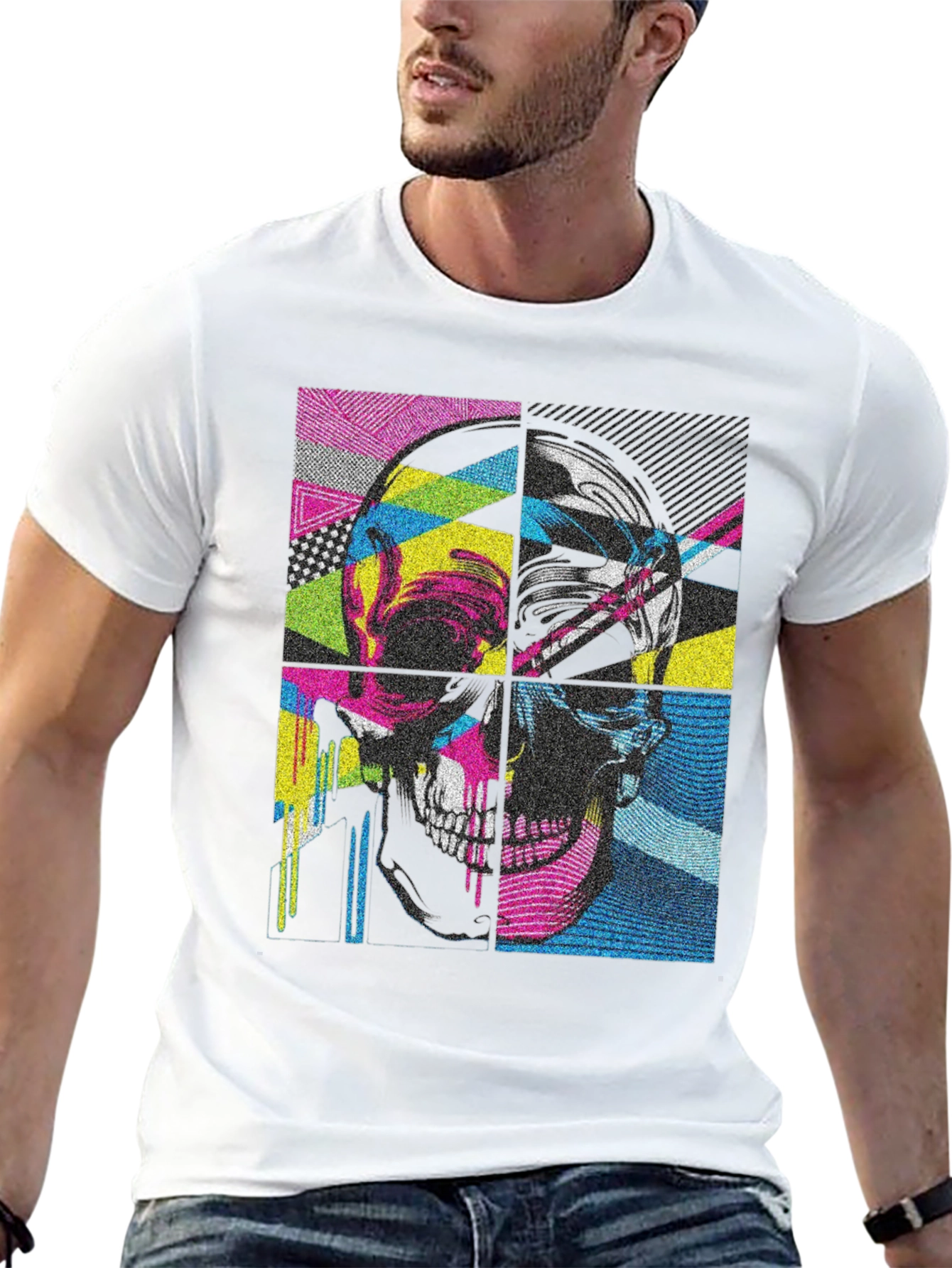 Black Pop Art Skull Graphic Tee - Black view 13