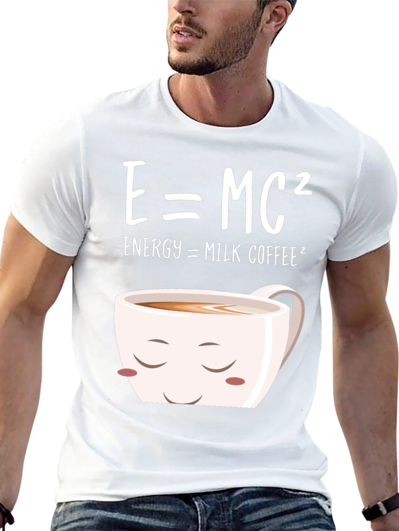 Black E=MC² Milk Coffee T-Shirt - Humorous Science Tee view 13