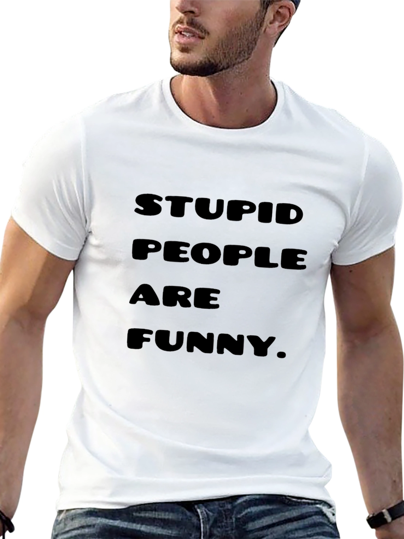 Black Stupid People Are Funny Graphic Tee - Black view 13