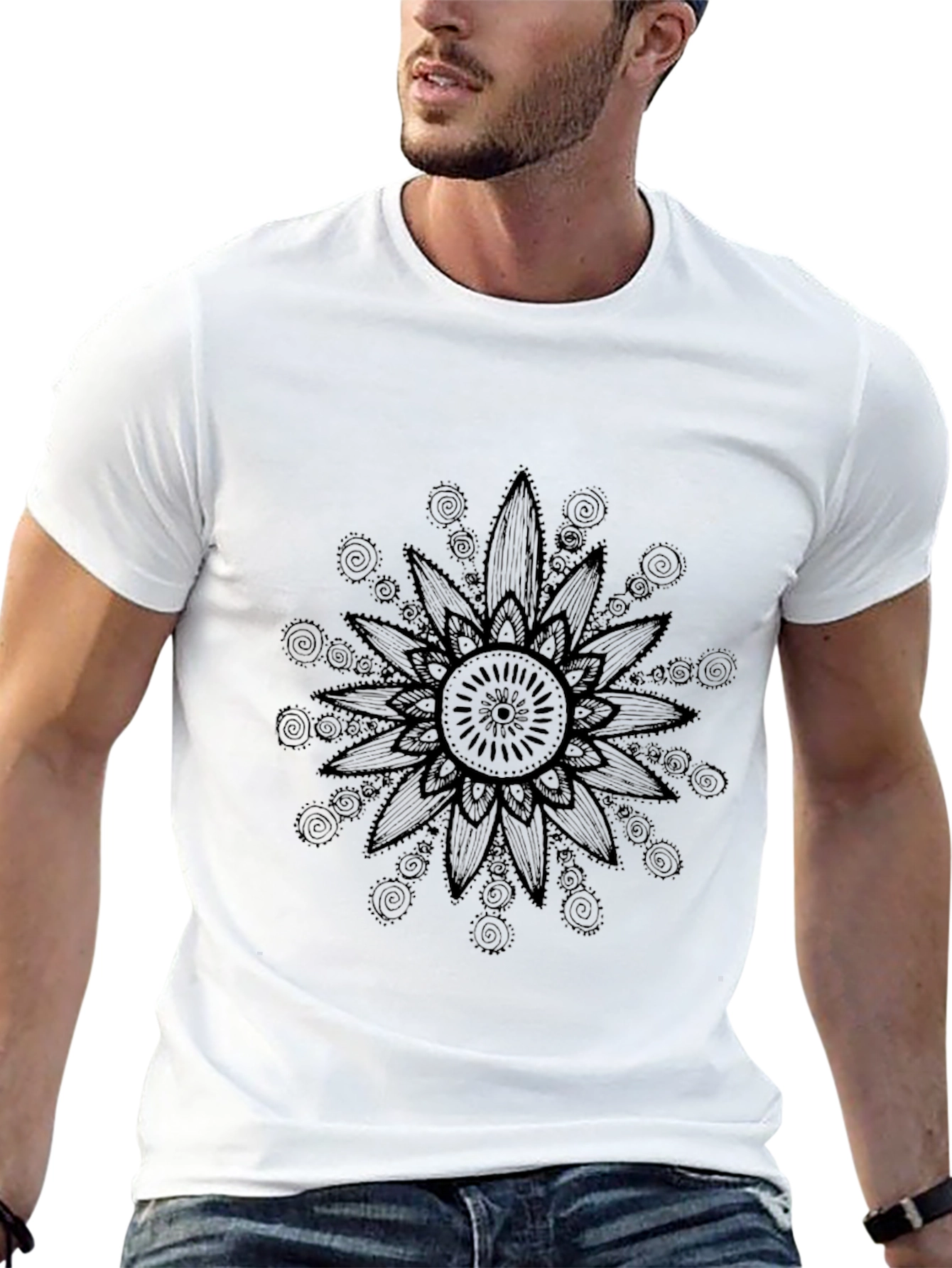 Black Black Floral Mandala Graphic Tee - Casual Comfort view 13