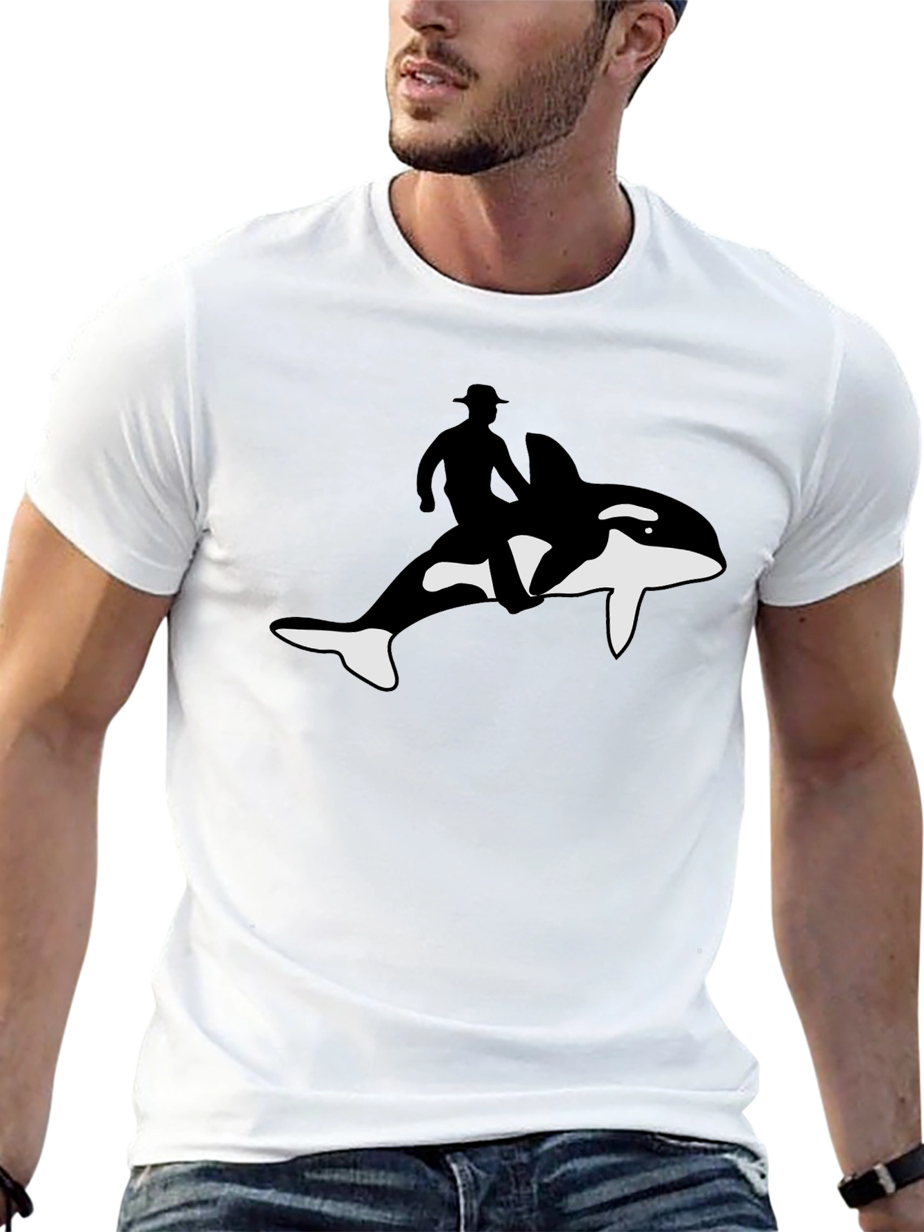 Black Orca Rider T-Shirt - Black Cotton Blend view 13