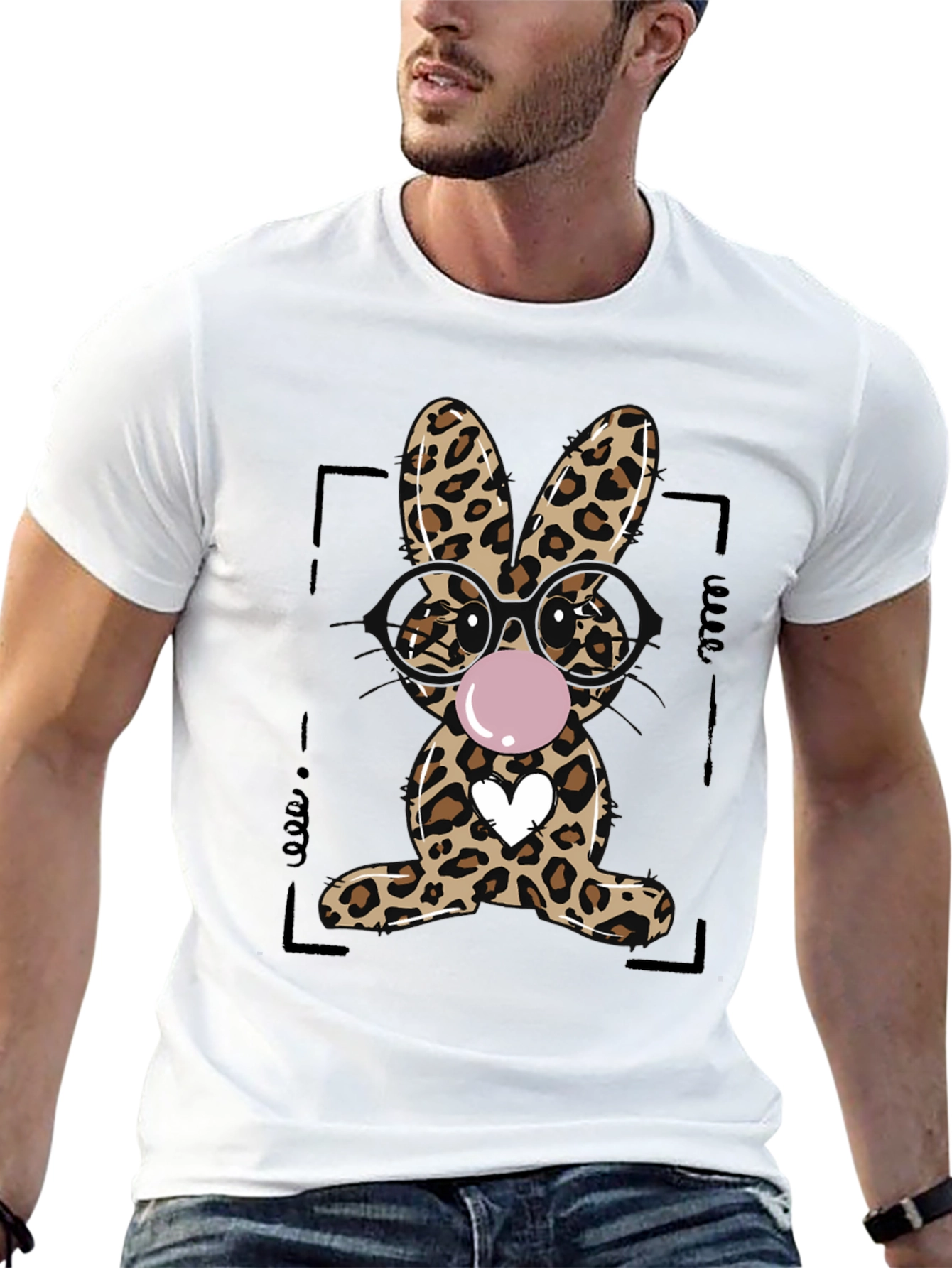 Black Leopard Print Bubblegum Bunny T-Shirt view 13