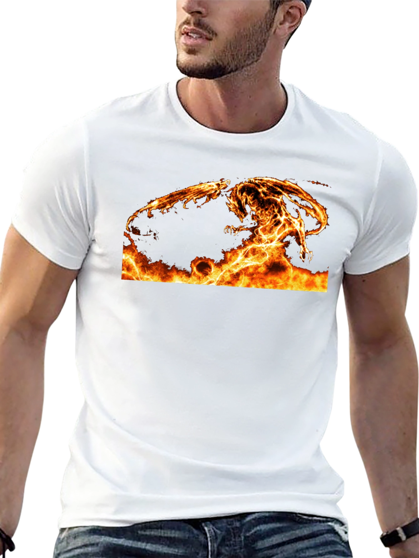 Fiery Dragon Graphic Tee - Black Cotton Comfort - 13