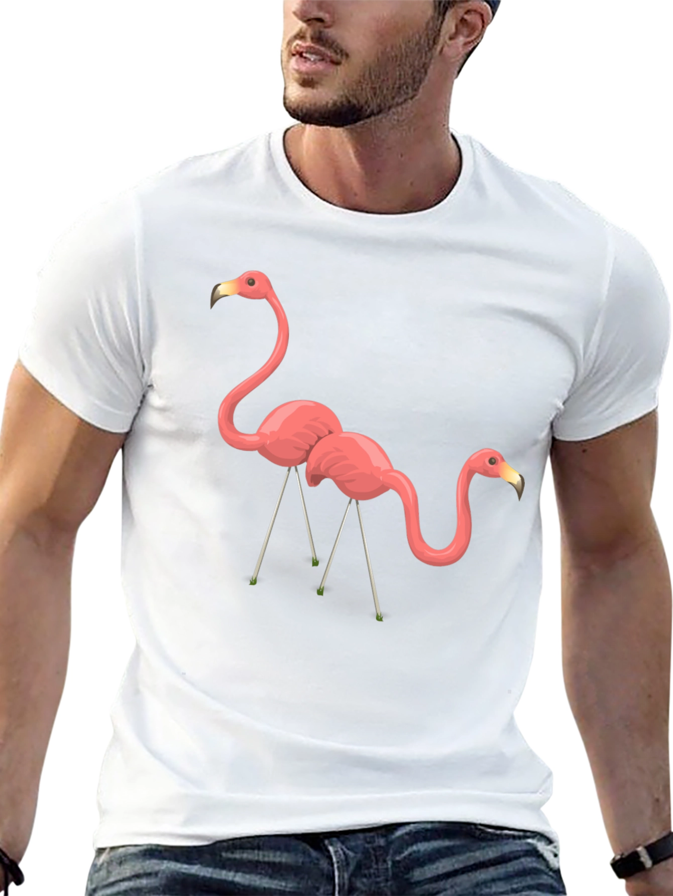 Black Flamingo Graphic Tee - Black Cotton T-Shirt view 13