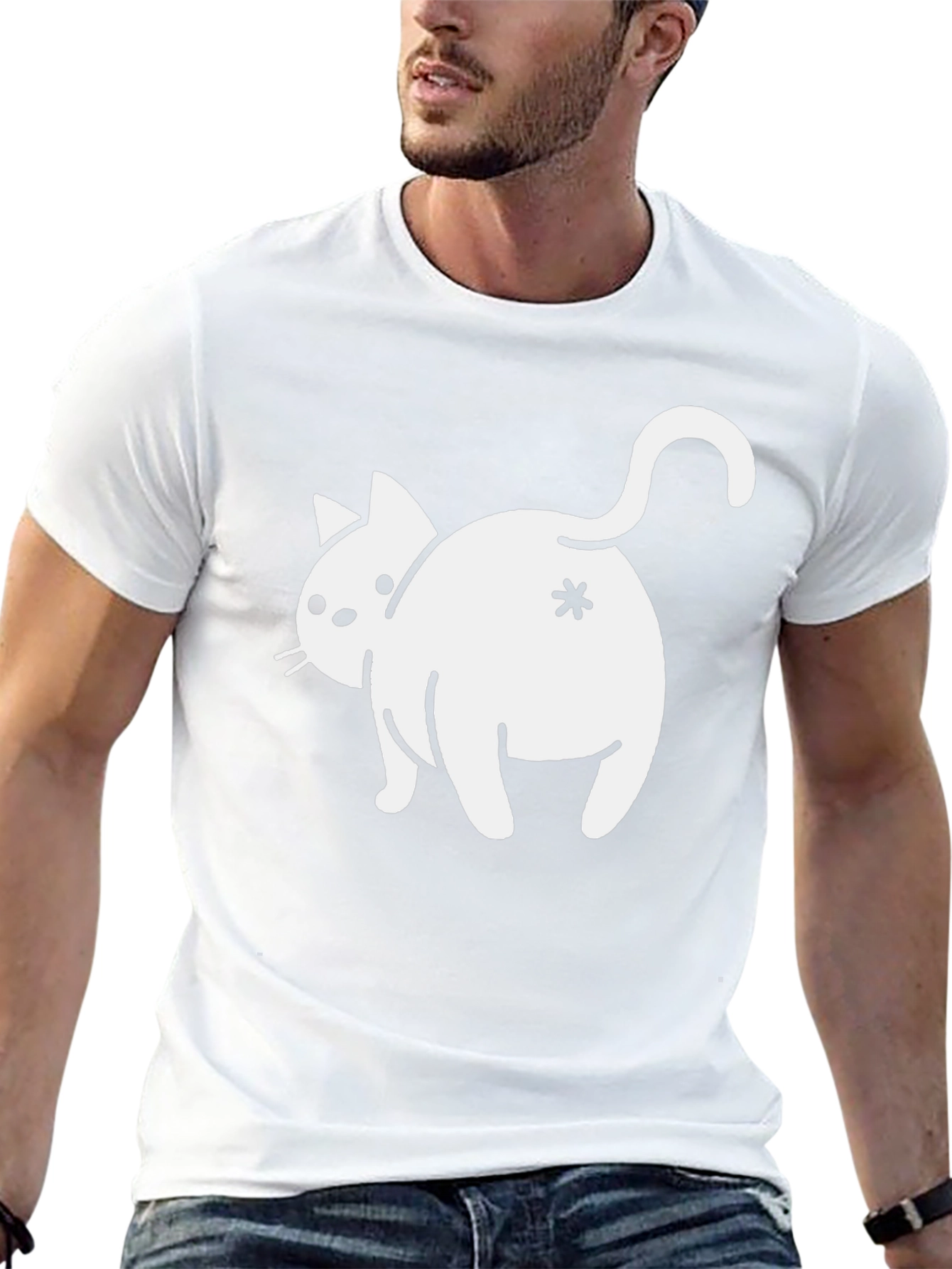 Black Funny Cat Butt T-Shirt - Asterisk Design view 13
