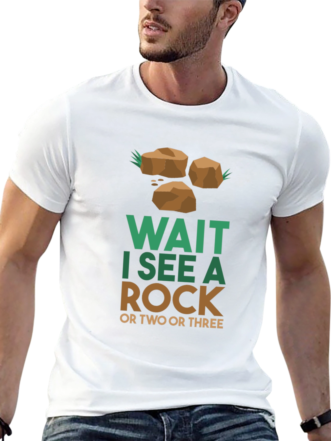 Black Wait I See a Rock T-Shirt view 13
