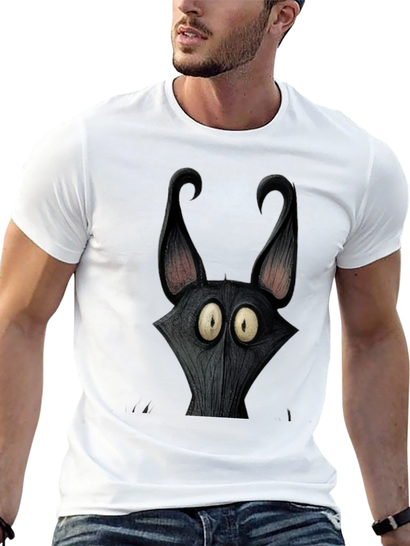 Black Men's Black Cartoon Character Graphic Tee view 13