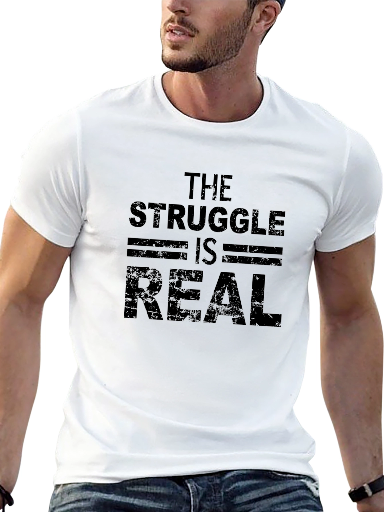 The Struggle is Real Men's Black T-Shirt - 13