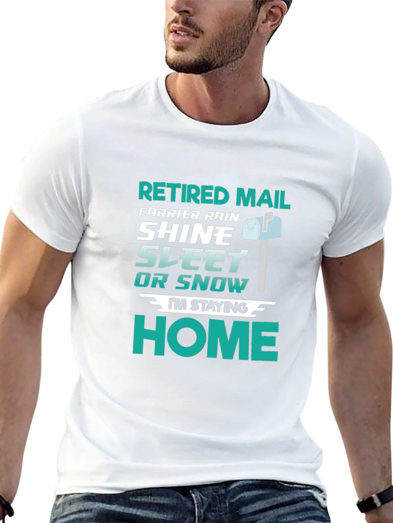 Black Retired Mail Carrier T-Shirt - Rain, Shine, Sleet, Snow, Home view 13