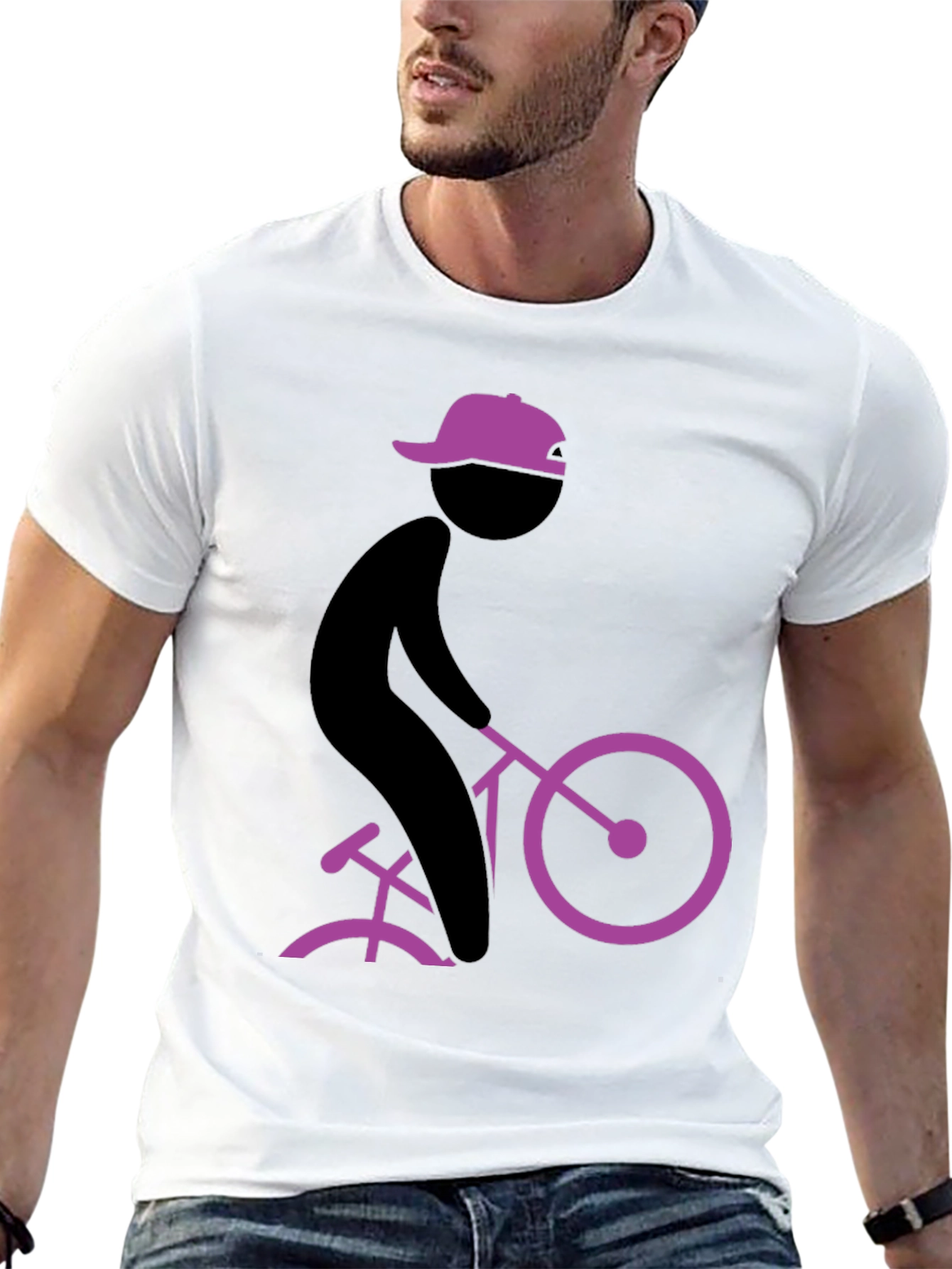 Black Cool Black T-Shirt with Cyclist Graphic view 13