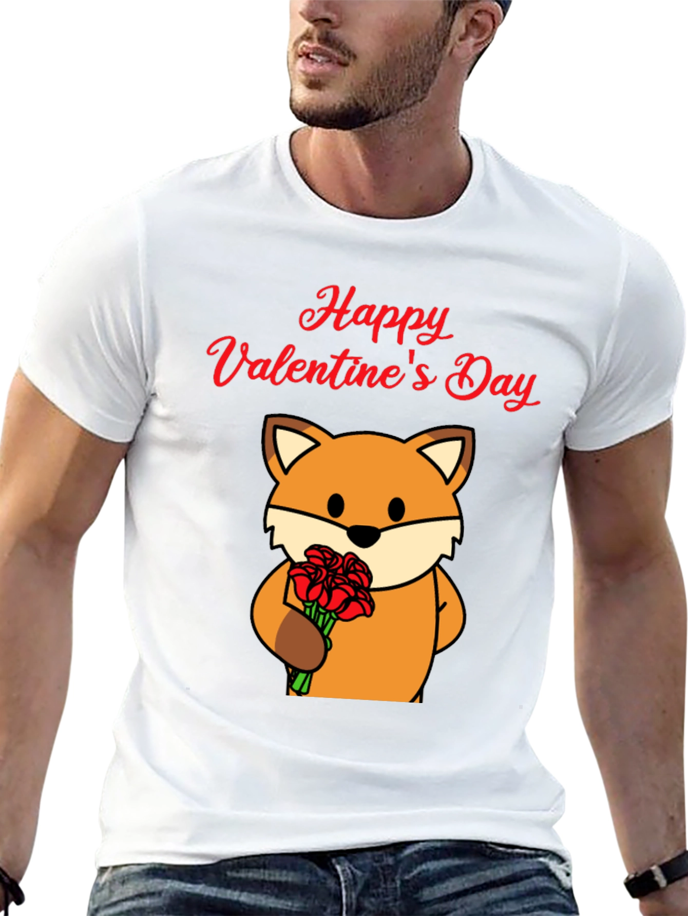 Black Happy Valentine's Day Fox Graphic Tee view 13