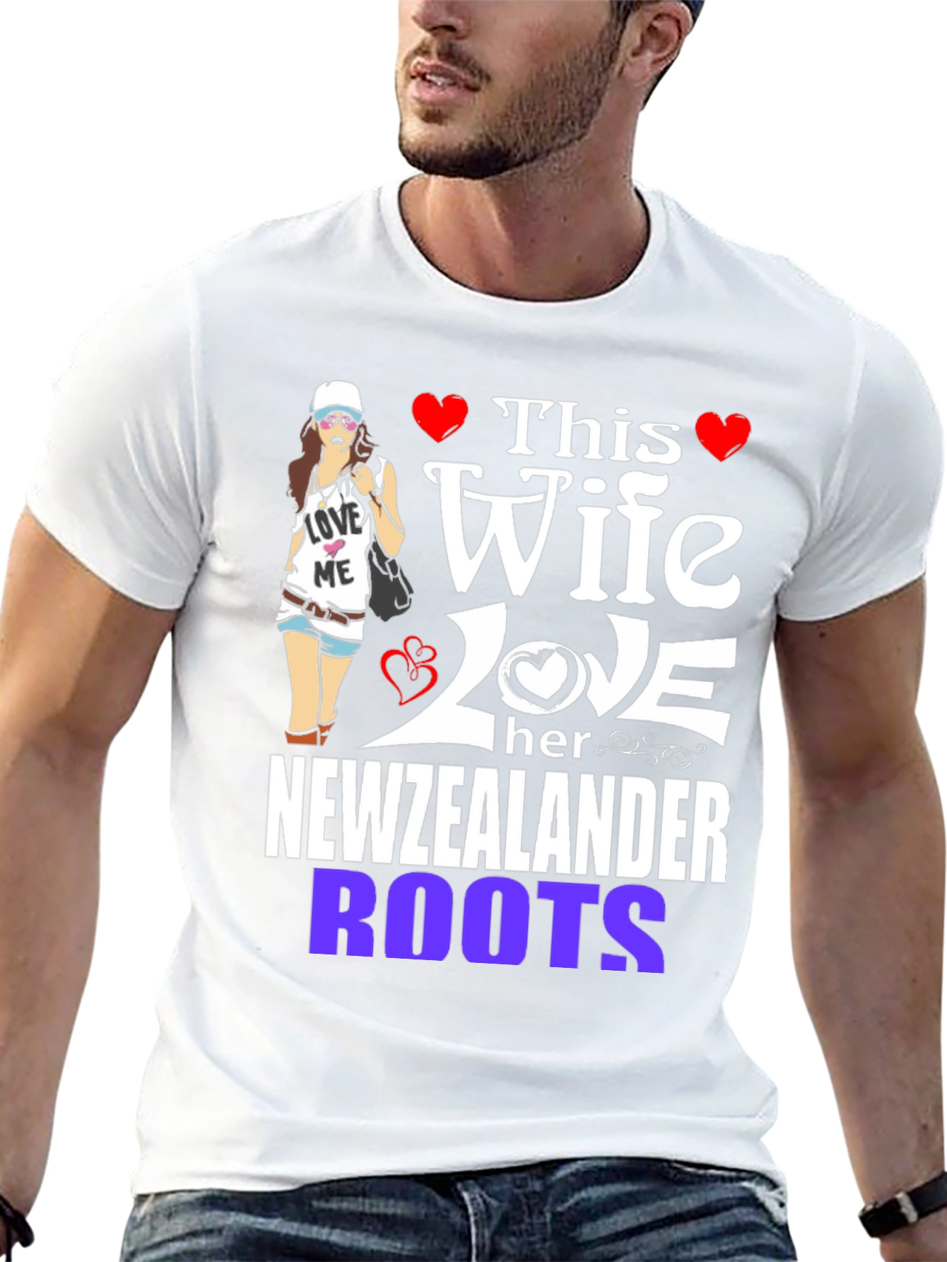 Black New Zealander Wife Novelty T-Shirt view 13